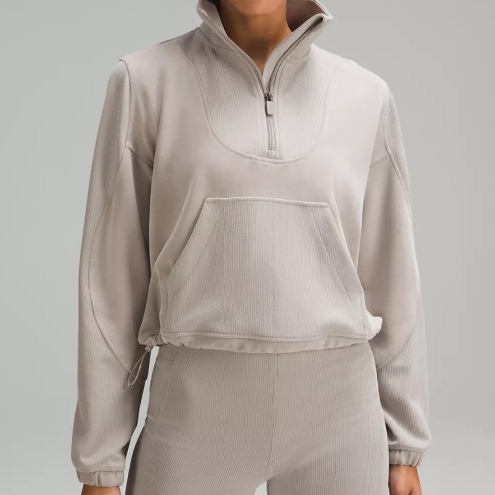 Brand New Lululemon Brushed Softstreme Ribbed Half Zip- Size 6, Riverstone